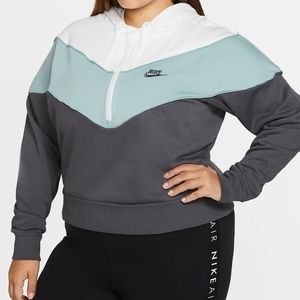 Nike Women's Colorblock Hoodie - White, Gray, and Blue
